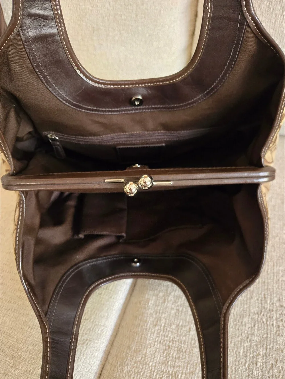 Coach Ergo Signature Pleated Frame Kisslock Handbag EUC